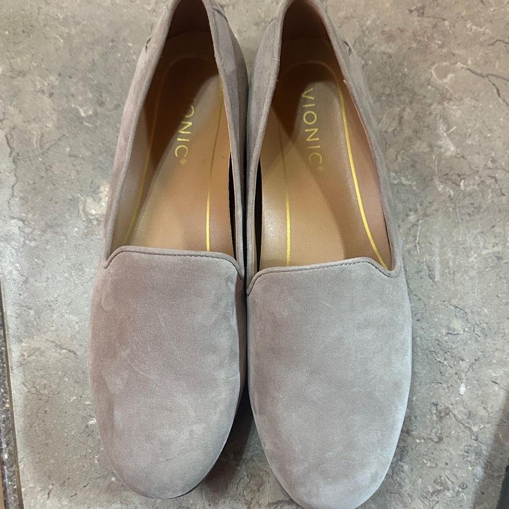 Vionic Women's Suede Loafers in Taupe